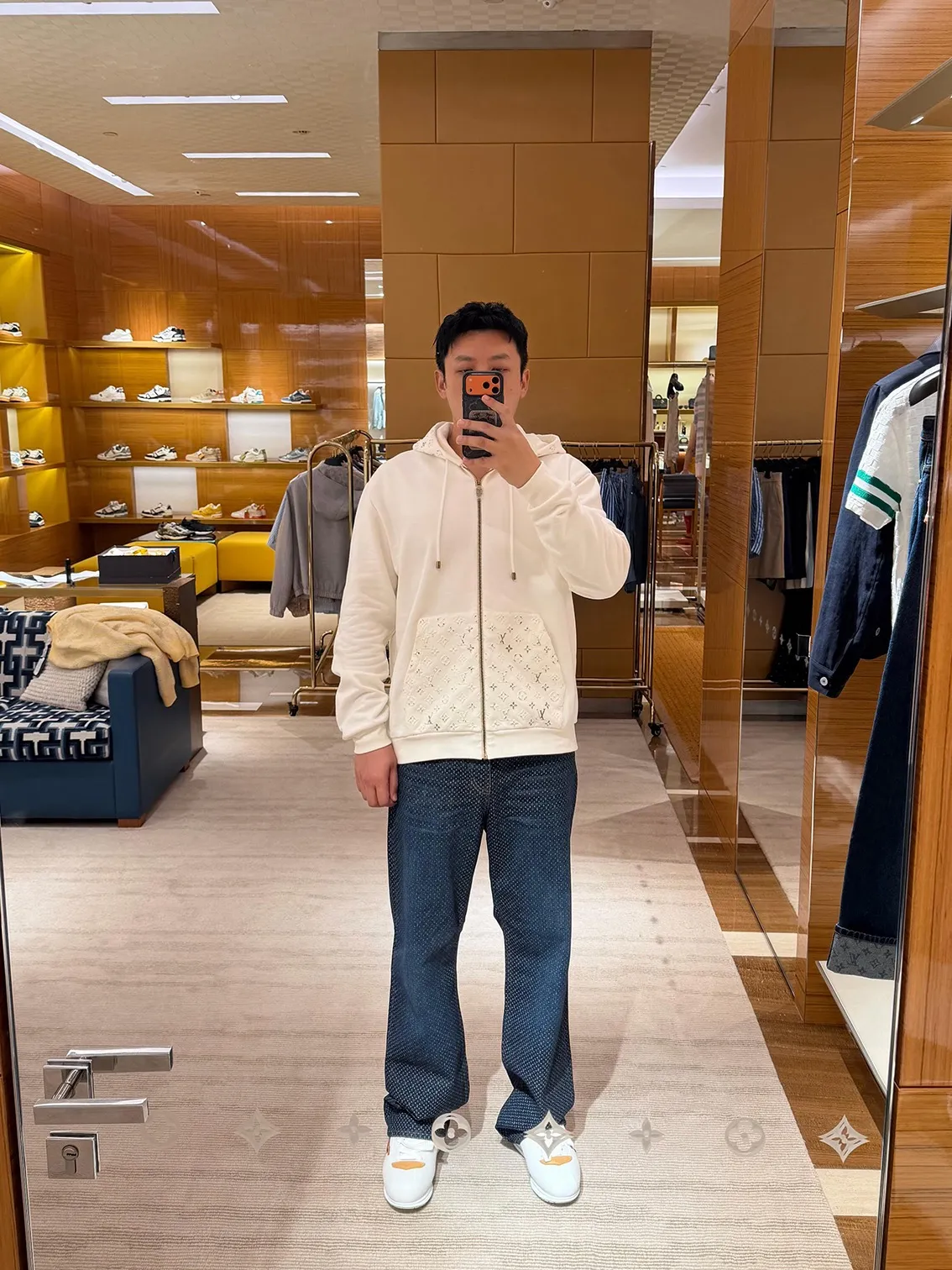 Louis Vuitton/Louis Vuitton reflective 3D embossed hooded sweatshirt jacket